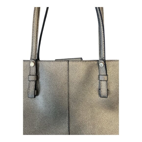 Calvin Klein Metallic Gold Saffiano Leather Tote Bag – 10 x 15 x 4 in – 10” Drop - Picture 8 of 14